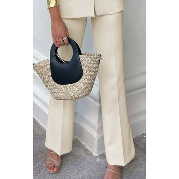 Commense Pants - Elegant Cream Women's Lightweight Trouser Pants XL